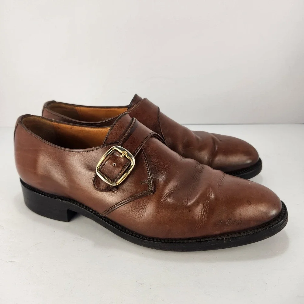Bowen Made In England Men's Dressy Brown‎ Leather Shoes Size 6.5